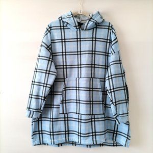 True By Rue21 Womens Blue & Black Long Sleeve Checked Pullover Hoodie One Size